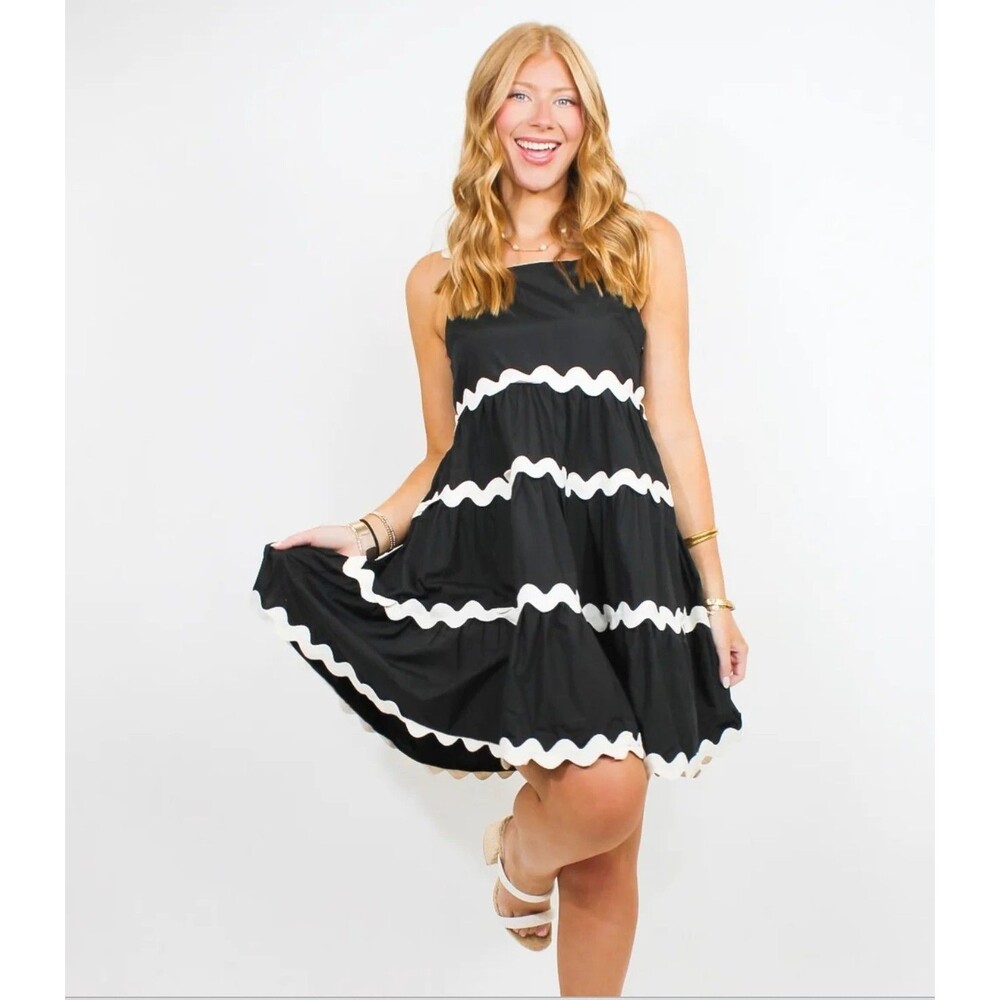 Large NWT Shelby Black Tiered Ruffle tiered ruffle dress Boho Cottagecore